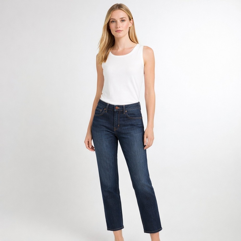 Eileen Fisher Lightweight Organic Cotton Minimalist Straight Denim Jeans SZ 2 XS